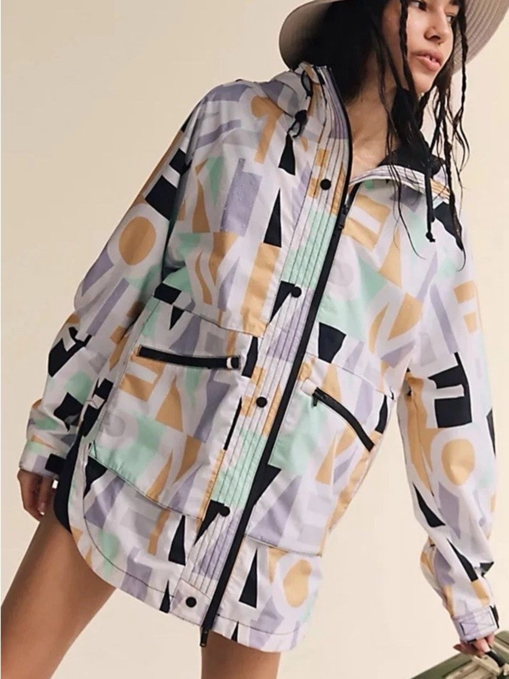 NWOT Free People Singin' In The Rain Printed Packable Jacket